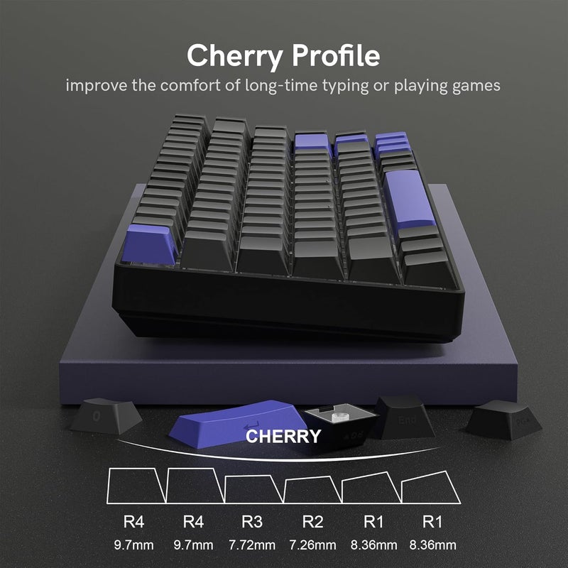 Rainy75 Shine Through Double Shot PBT Keycaps Set, Cherry Profile Custom Keycaps 60 65 75 100 Percent for 61/64/68/84/87/100/104/108 Retro Gaming Mechanical Keyboard, Black Purple - Image 4